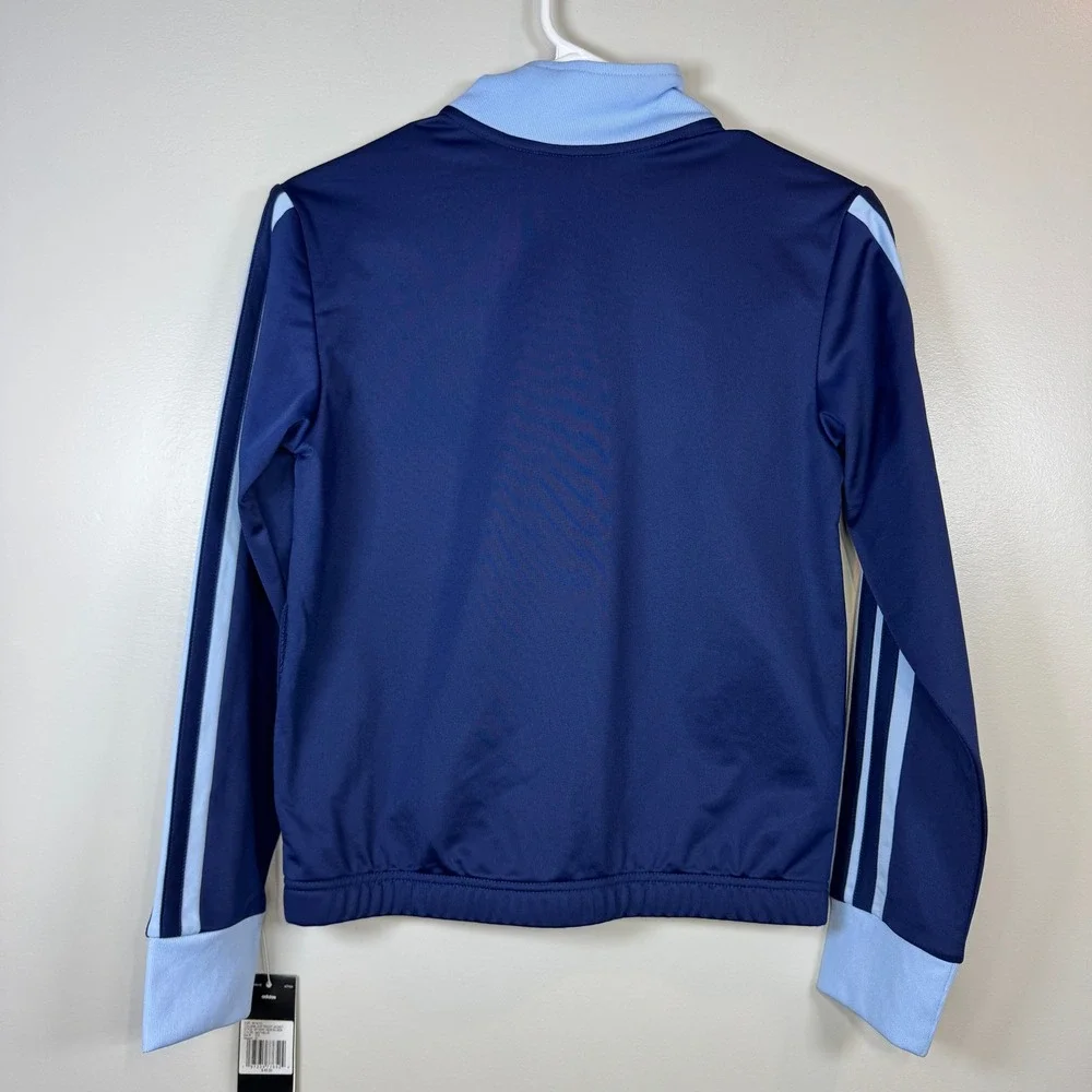 Adidas Tricot Track Jacket Kids 10/12 Navy Blue Colorblock‎ Full Zip Athleisure